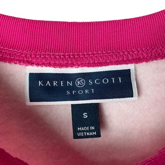 Karen Scott Sport Sweatshirt Wild Marks Pink Fleece Lined Long Sleeve Women's S - Picture 3 of 6